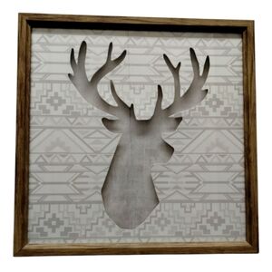 Deer Art Dimensional Cutout Target Framed Gray 15" Square